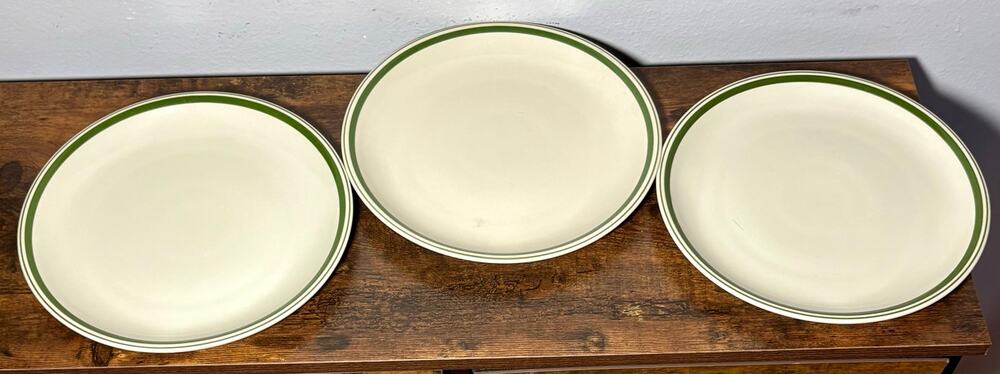 Vintage Gibson Housewares Roma 10” Replacement Dinner Plate Green Trim- Set of 3
